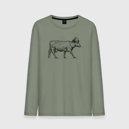Мужской лонгслив Корова новогодняя / Авокадо – фото 1