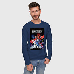 Лонгслив хлопковый мужской Рей Аянами Аска Лэнгли Сорью, цвет: тёмно-синий — фото 2