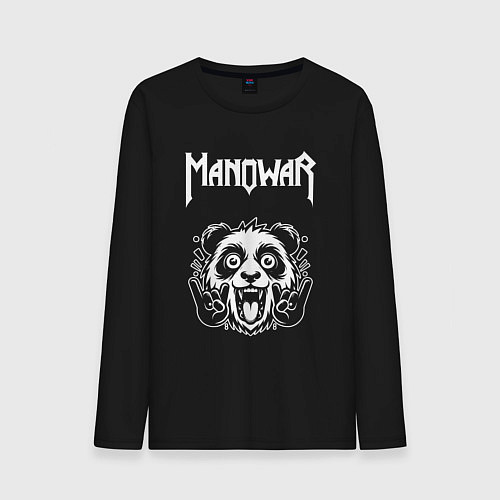 Мужской лонгслив Manowar rock panda / Черный – фото 1