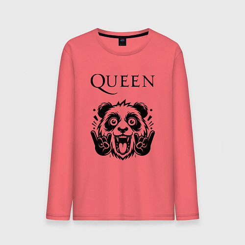 Мужской лонгслив Queen - rock panda / Коралловый – фото 1