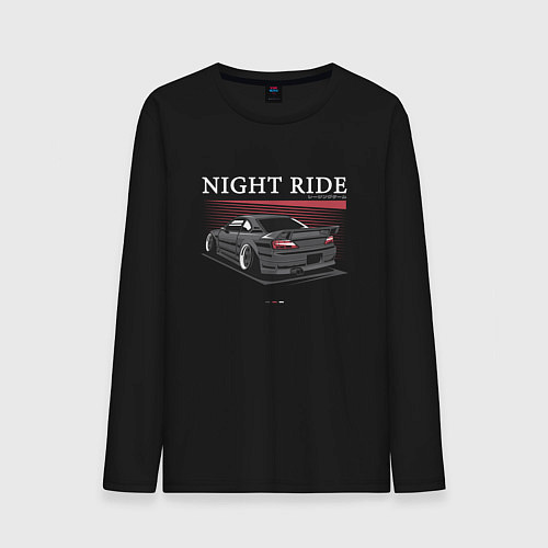 Мужской лонгслив Nissan skyline night ride / Черный – фото 1