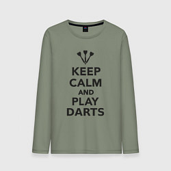 Лонгслив хлопковый мужской Расслабься и играй в дартс, цвет: авокадо