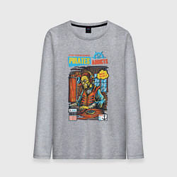 Лонгслив хлопковый мужской Пират за компьютером, цвет: меланж