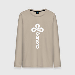 Лонгслив хлопковый мужской Cloud9 - vertical logo, цвет: миндальный