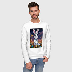 Лонгслив хлопковый мужской Ночной кролик, цвет: белый — фото 2