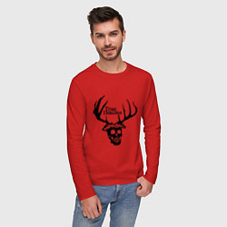 Лонгслив хлопковый мужской True Detective: Deer Skull, цвет: красный — фото 2