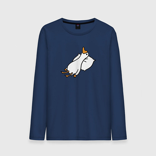 Мужской лонгслив Гусь пожалуй поваляюсь / Тёмно-синий – фото 1