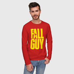 Лонгслив хлопковый мужской The fall guy logo, цвет: красный — фото 2