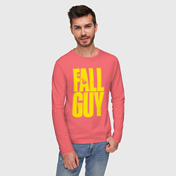 Лонгслив хлопковый мужской The fall guy logo, цвет: коралловый — фото 2