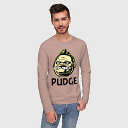 Лонгслив хлопковый мужской Pudge Face, цвет: пыльно-розовый — фото 2