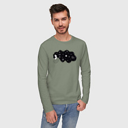 Лонгслив хлопковый мужской Космос в волосах, цвет: авокадо — фото 2