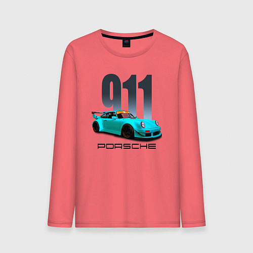 Мужской лонгслив Cпортивный автомобиль Porsche / Коралловый – фото 1