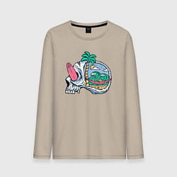 Лонгслив хлопковый мужской Dead summer skull, цвет: миндальный