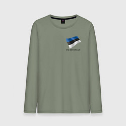 Лонгслив хлопковый мужской Im Estonian - motto, цвет: авокадо