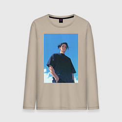 Лонгслив хлопковый мужской Сугуру Гэто, цвет: миндальный