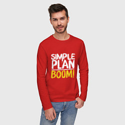 Лонгслив хлопковый мужской Simple plan - boom, цвет: красный — фото 2