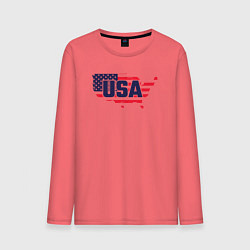 Лонгслив хлопковый мужской Map USA, цвет: коралловый