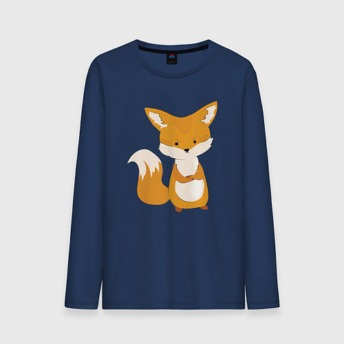Мужской лонгслив Недовольный лисёнок / Тёмно-синий – фото 1