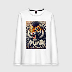 Лонгслив хлопковый мужской Cool tiger - punks not dead, цвет: белый