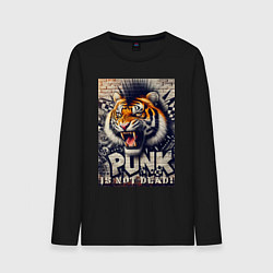 Лонгслив хлопковый мужской Cool tiger - punks not dead, цвет: черный