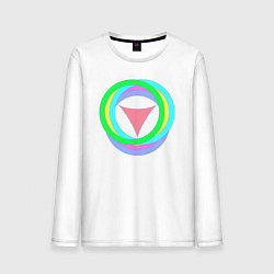 Лонгслив хлопковый мужской Кольца окружностей с треугольником, цвет: белый