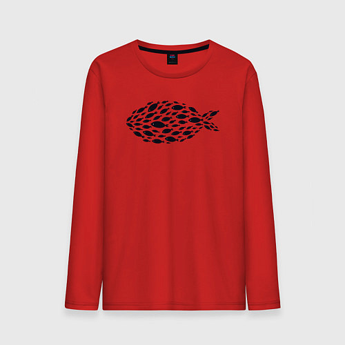 Мужской лонгслив Рыбная рыба / Красный – фото 1