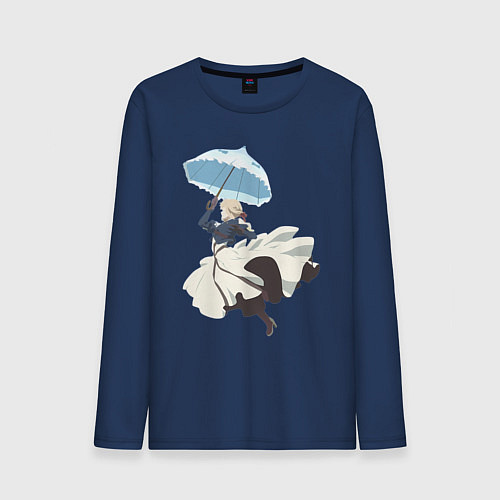 Мужской лонгслив Вайолет Эвергарден автозапоминающая кукла / Тёмно-синий – фото 1