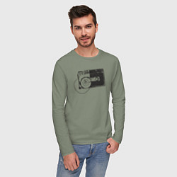 Лонгслив хлопковый мужской Аудио кассета, цвет: авокадо — фото 2