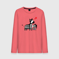 Лонгслив хлопковый мужской Zebra love, цвет: коралловый