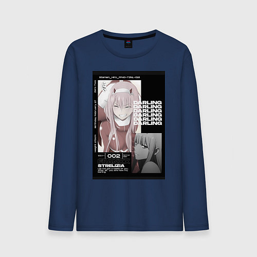 Мужской лонгслив Милый во Франксе Zero Two / Тёмно-синий – фото 1