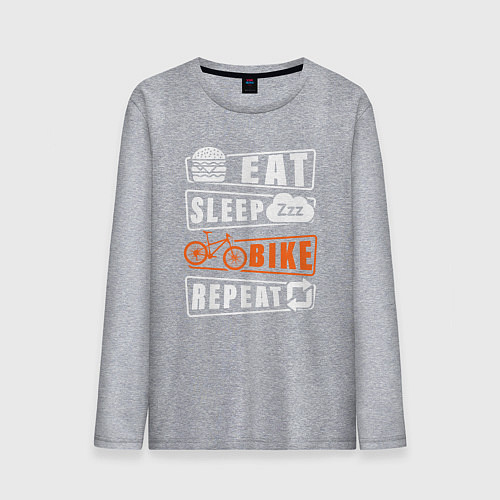 Мужской лонгслив Еда сон велосипед / Меланж – фото 1