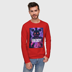 Лонгслив хлопковый мужской Freddy - мишка Фредди, цвет: красный — фото 2