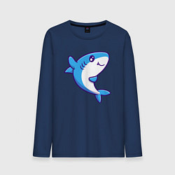 Лонгслив хлопковый мужской Дружелюбная акула, цвет: тёмно-синий