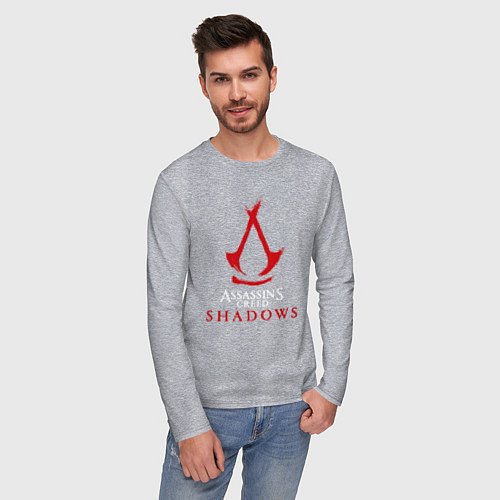 Мужской лонгслив Assassins creed shadows logo / Меланж – фото 3