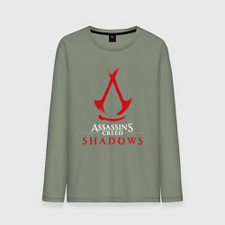 Лонгслив хлопковый мужской Assassins creed shadows logo, цвет: авокадо