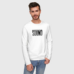 Лонгслив хлопковый мужской В начале был звук, цвет: белый — фото 2