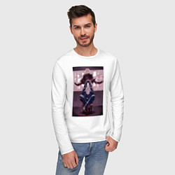 Лонгслив хлопковый мужской Патриотизм Луис Джеймс Мориарти, цвет: белый — фото 2