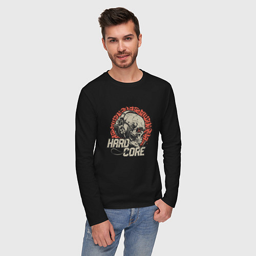 Мужской лонгслив Хардкор музыка / Черный – фото 3