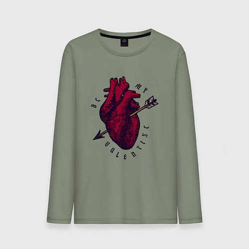 Мужской лонгслив Be my valentine / Авокадо – фото 1