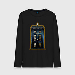 Лонгслив хлопковый мужской Tardis Sherlock, цвет: черный