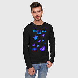 Лонгслив хлопковый мужской Фигурный рисунок, цвет: черный — фото 2