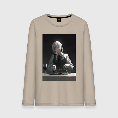 Мужской лонгслив Человек-бензопила Кига Демон Голода / Миндальный – фото 1