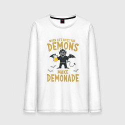Лонгслив хлопковый мужской Make demonade, цвет: белый