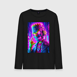 Мужской лонгслив Cyber skeleton of Bart Simpson - neon glow