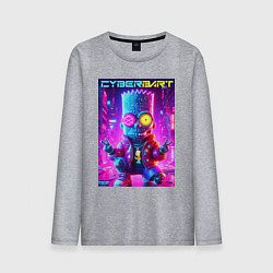 Лонгслив хлопковый мужской Cyber Bart in metropolis - neon glow, цвет: меланж