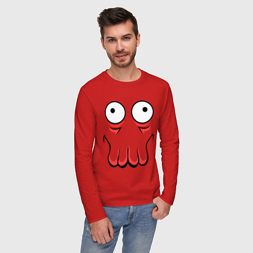 Мужской лонгслив John Zoidberg Face / Красный – фото 3