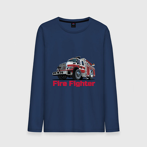 Мужской лонгслив Fire fighter / Тёмно-синий – фото 1
