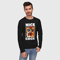 Лонгслив хлопковый мужской Nice cock, цвет: черный — фото 2