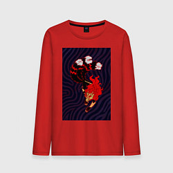 Лонгслив хлопковый мужской Богиня ужаса, цвет: красный