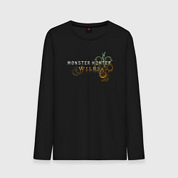 Лонгслив хлопковый мужской Monster hunter wilds logo, цвет: черный